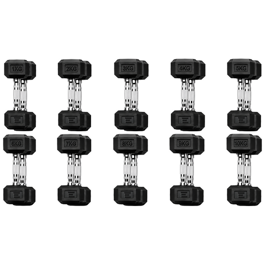 STRIVE Hexagon dumbbell set 1 t/m 10 kg – 110 kg