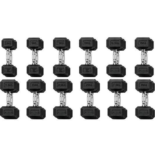 STRIVE Hexagon dumbbell set 2,5 t/m 30 kg – 390 kg