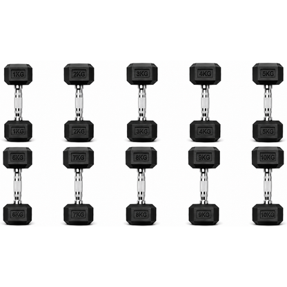 STRIVE Hexagon dumbbell set 1 t/m 10 kg – 110 kg