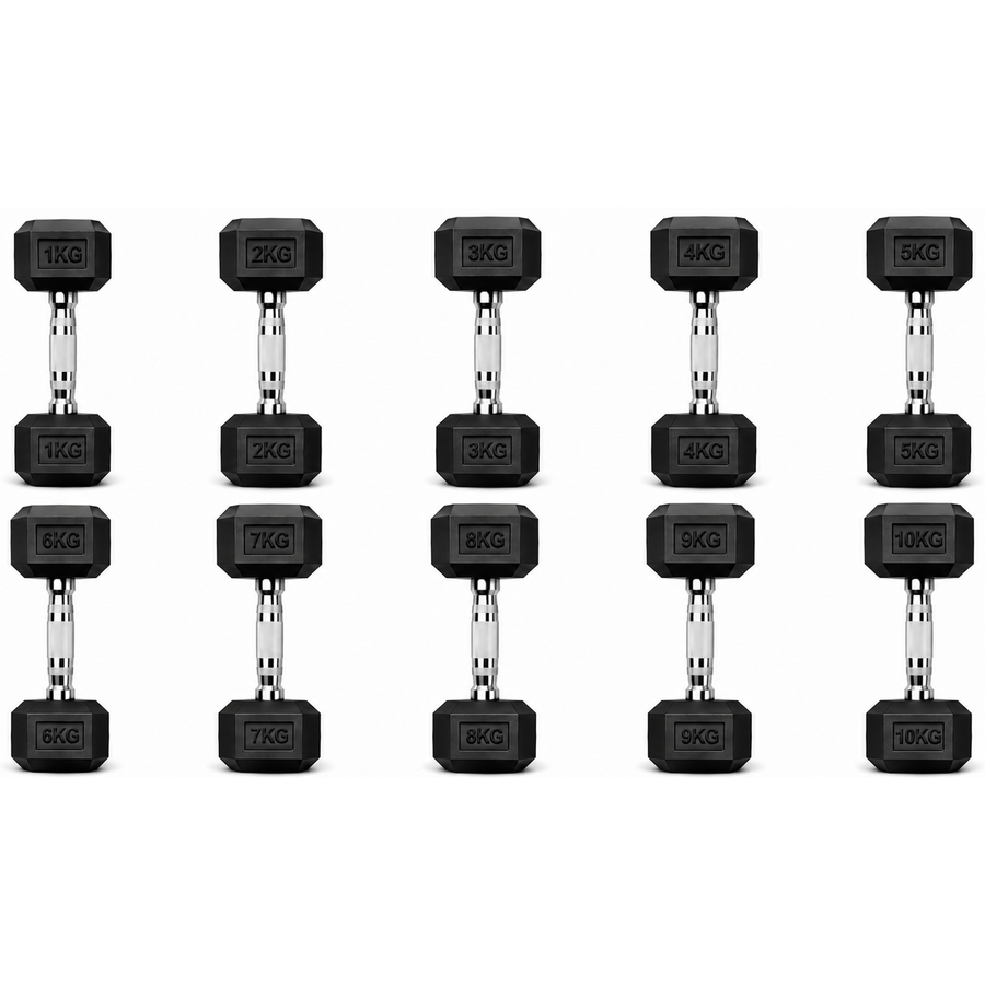 STRIVE Hexagon dumbbell set 1 t/m 10 kg – 110 kg